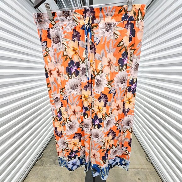 Johnny Was Silk Floral Boho Wide Leg Pants Large